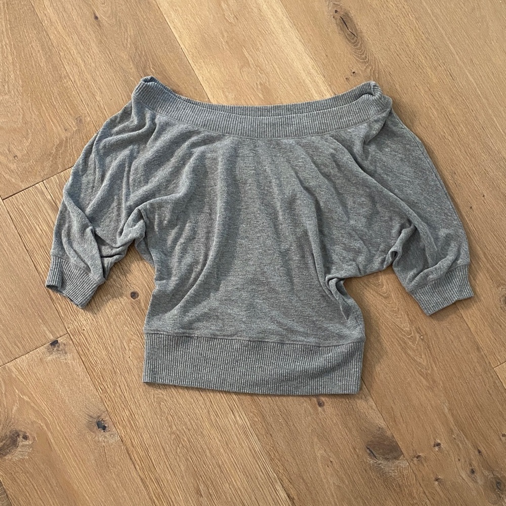 Stylish Off-the-Shoulder Gray Sweater